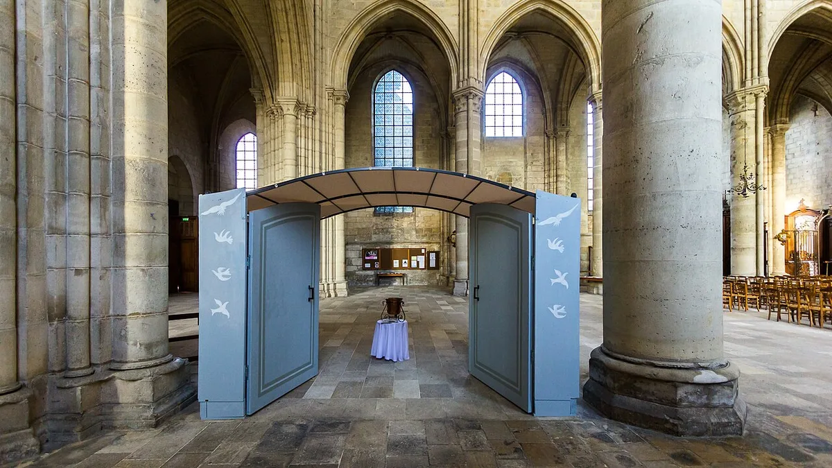 Holy door in Soissons Cathedral, France-5403